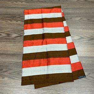 Brown, Orange & White Stripe Silk Scarf